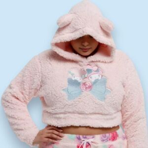 Sanrio My Melody & My Sweet Piano Fuzzy Girls Crop Hoodie